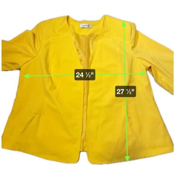 Jones Studio NWT Yellow Open Front Collarless Blazer Jacket Sz 3X - Picture 7 of 8